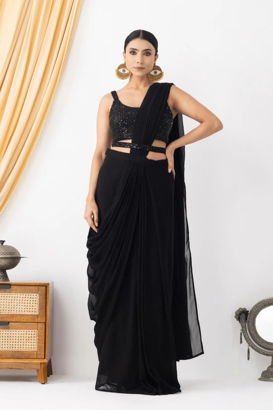 shop designer black saree ready to wear uk