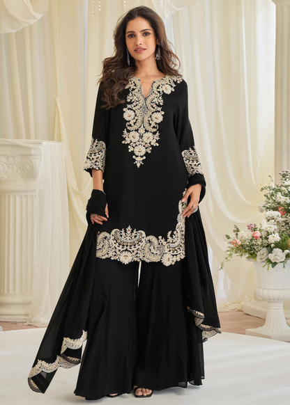 designer black gharara suit