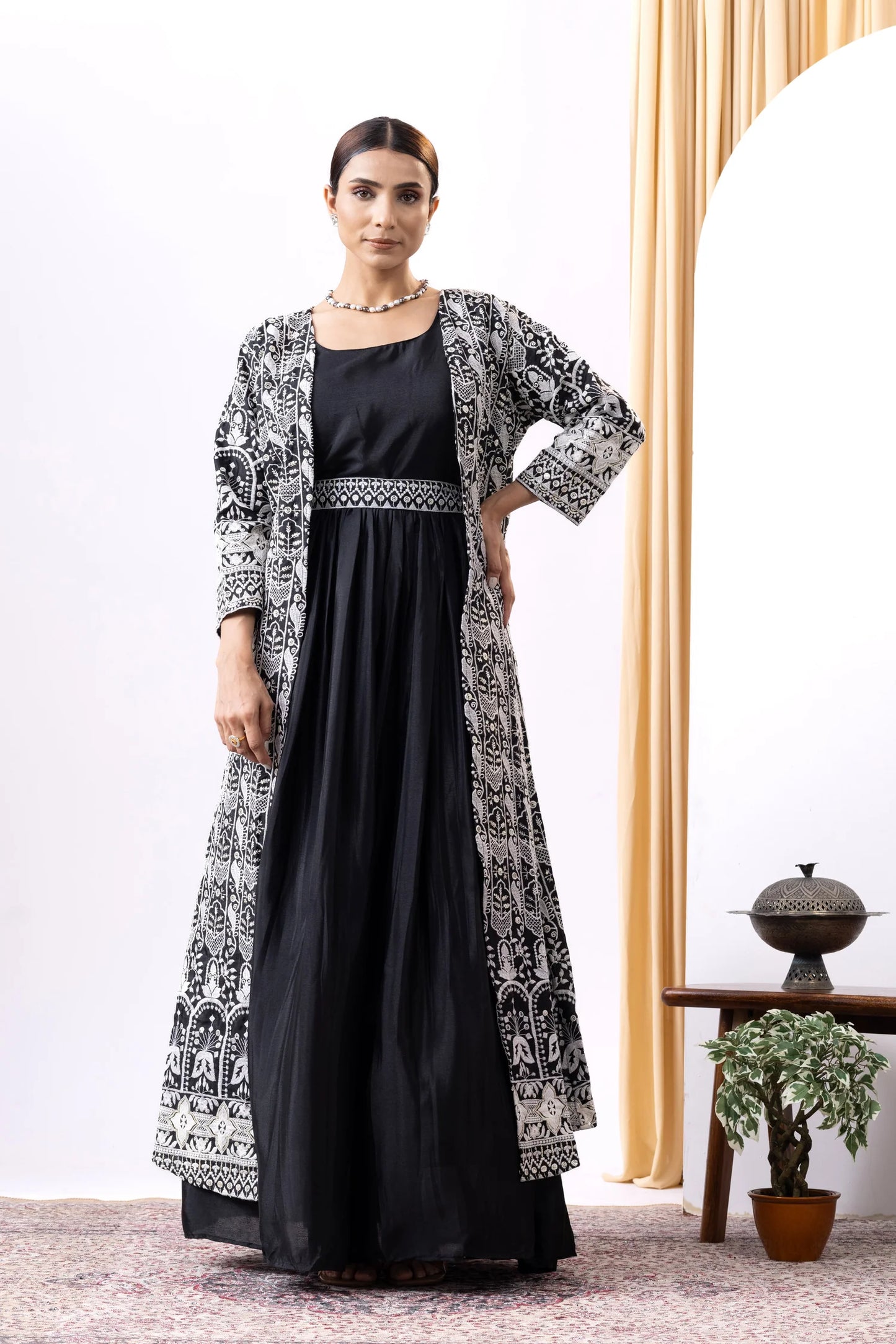 shop embroidered gown with shrug uk indian wedding wear