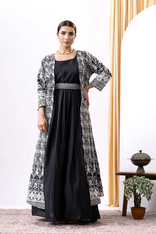 shop embroidered gown with shrug uk indian wedding wear