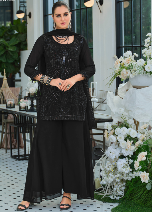 shop black designer palazzo suit canada