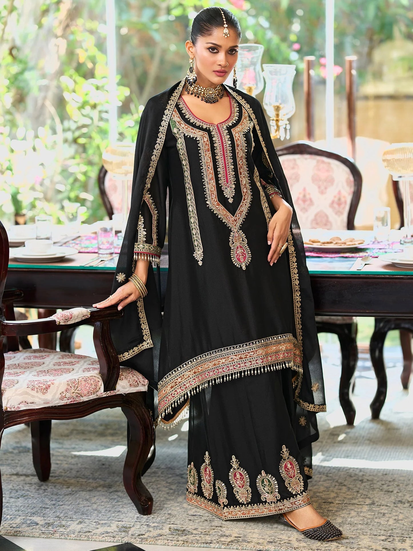 shop black party wear palazzo suit canada