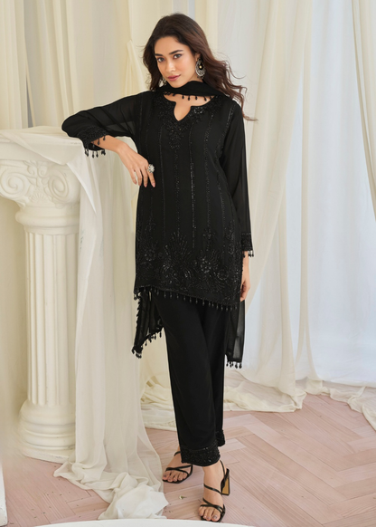 designer black pant suit
