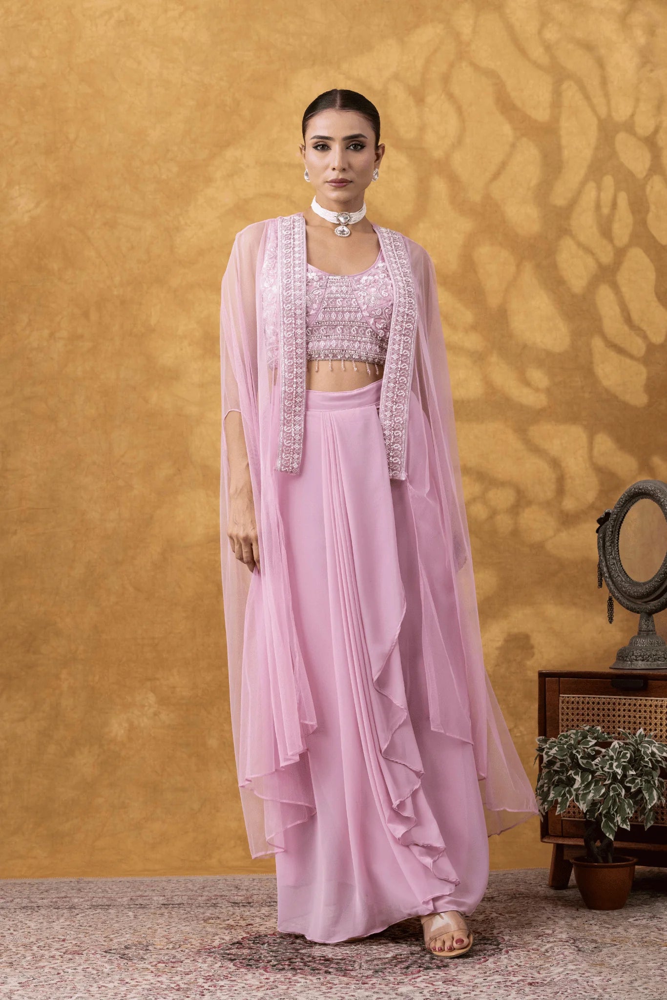 shop cape cowl skirt set uk indian wedding wear women
