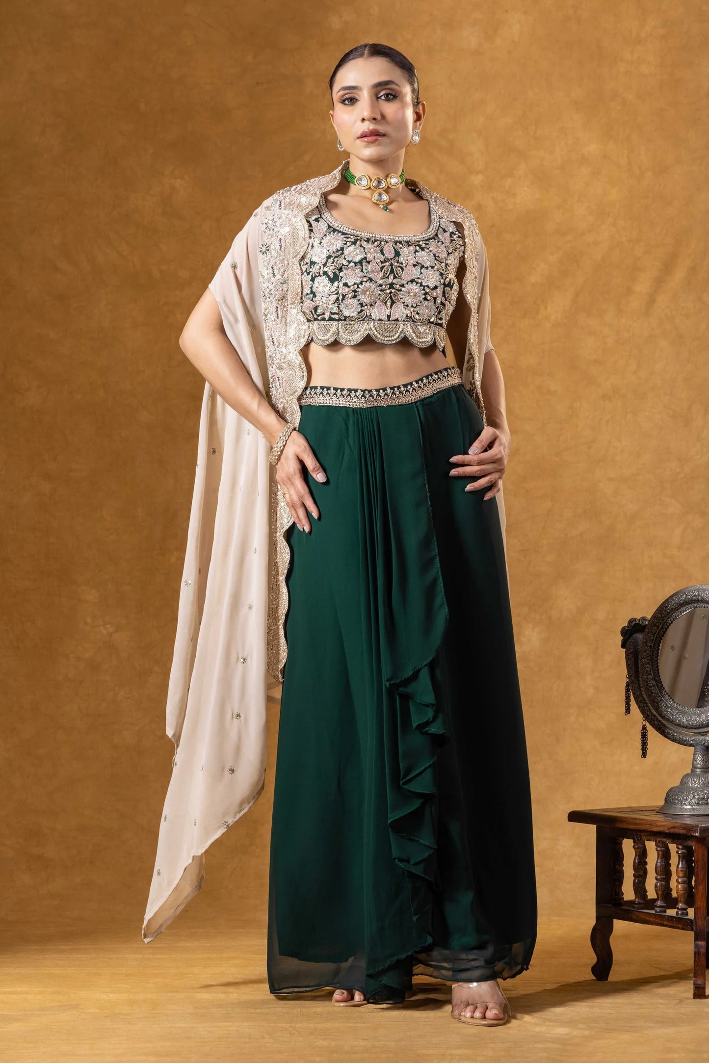 embroidered drape skirt bridesmaid outfit canada