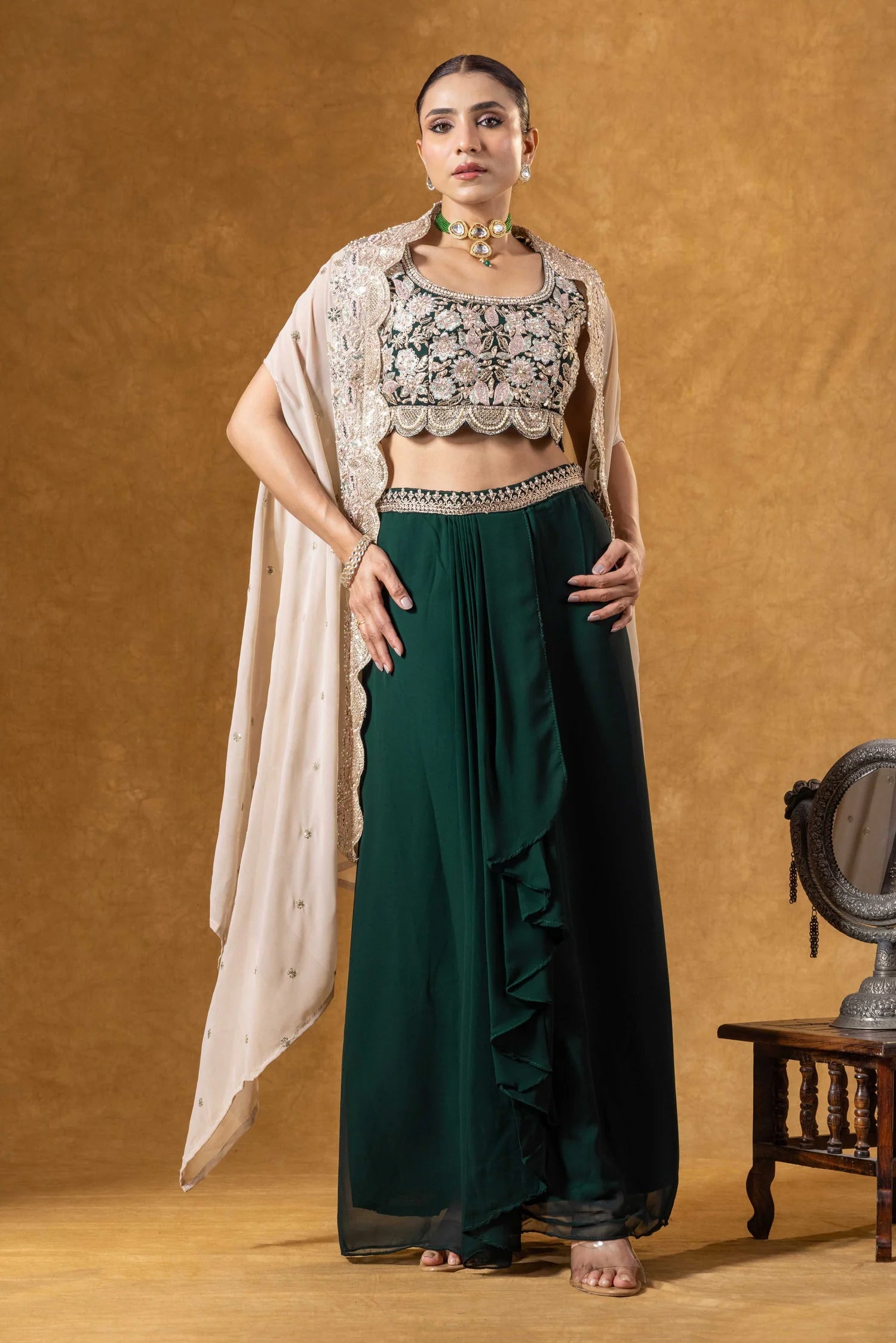 embroidered drape skirt bridesmaid outfit canada
