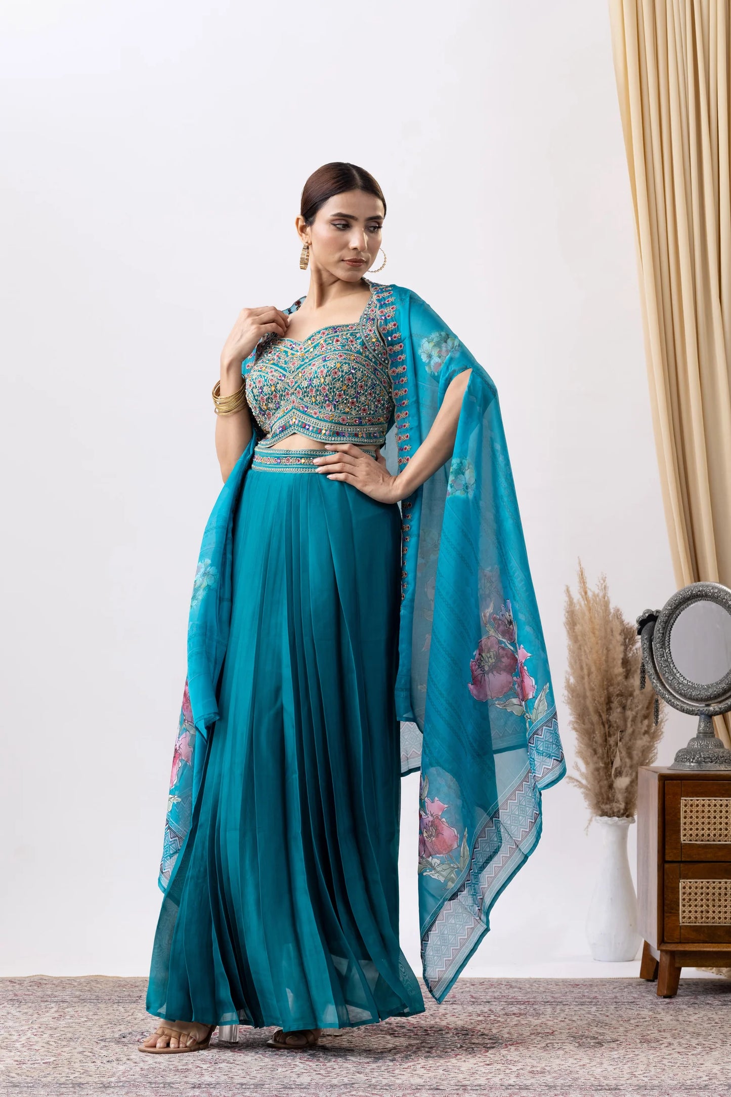shop designer ethnic wear uk turquoise skirt set