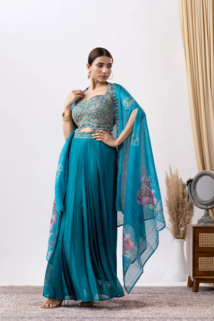 shop designer ethnic wear uk turquoise skirt set