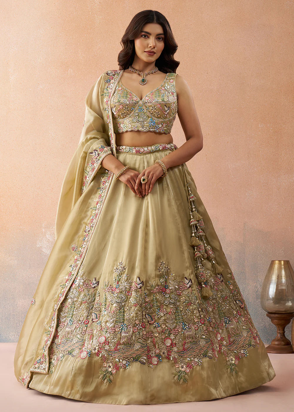 shop champagne gold lehenga choli