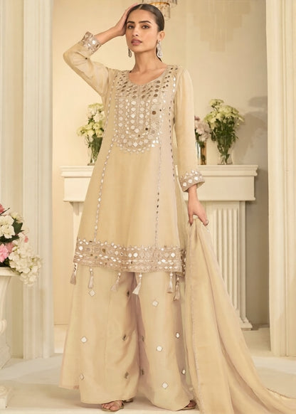 shop cream beige party wear palazzo suit canada