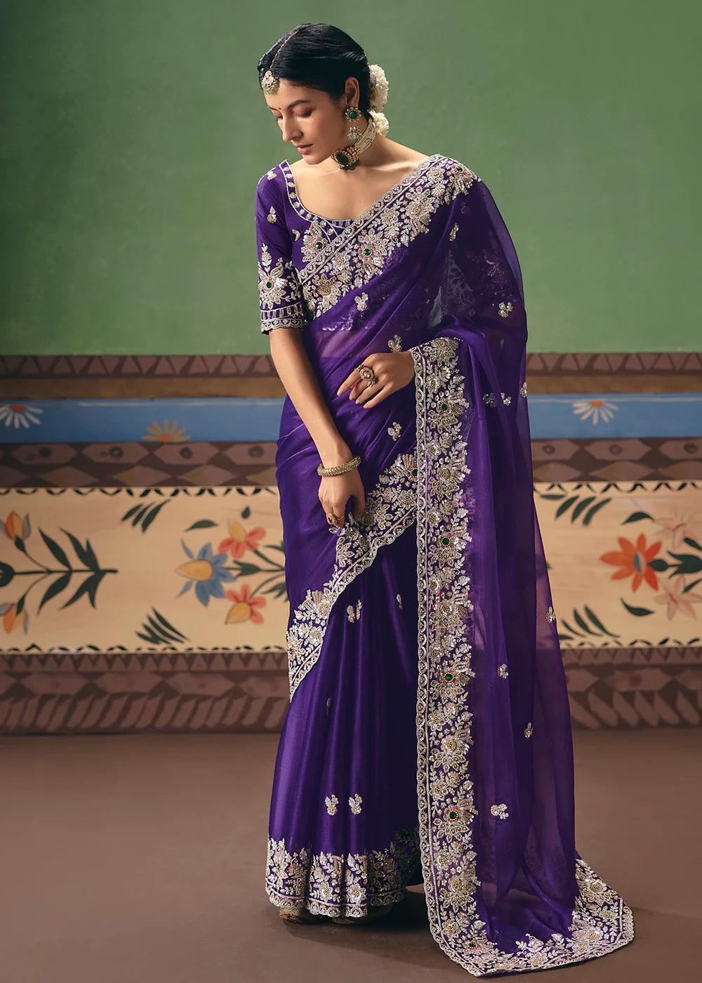 indian wedding purple saree usa