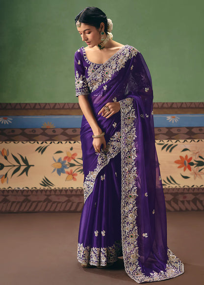 indian wedding purple saree usa