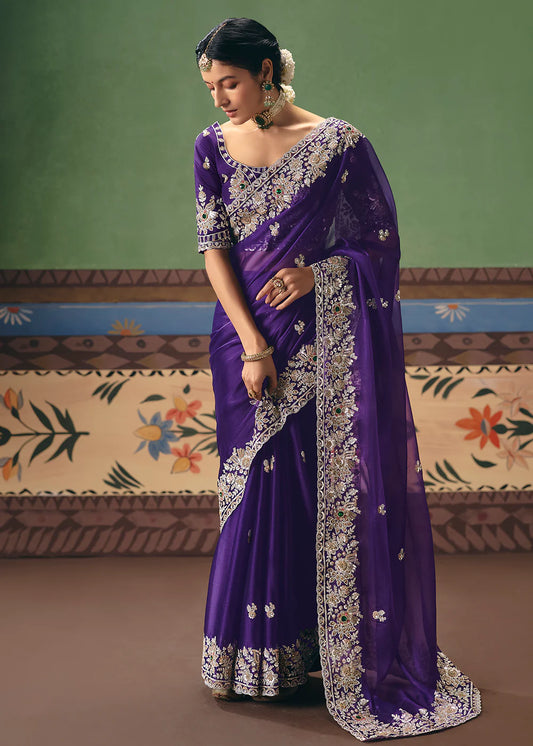 indian wedding purple saree usa