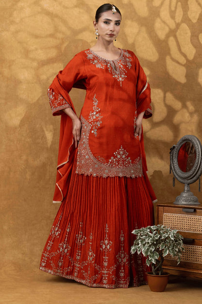 shop designer ethnic wear uk rust orange sharara set