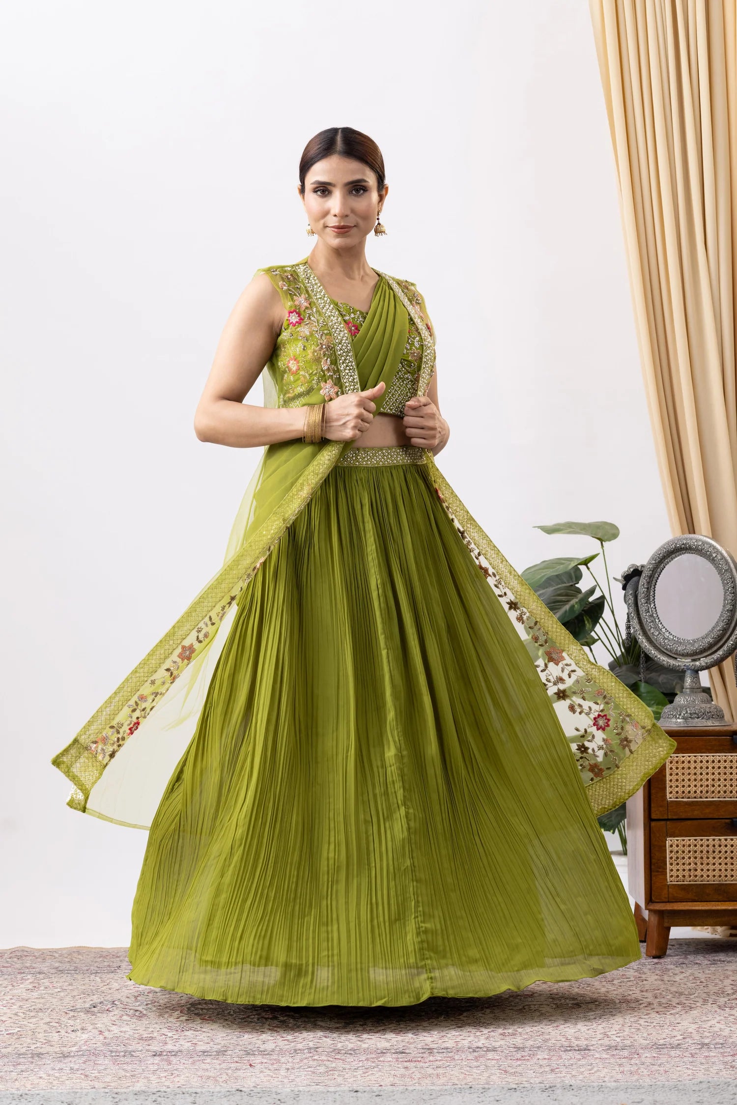 shop designer draped saree set uk indian wedding wear