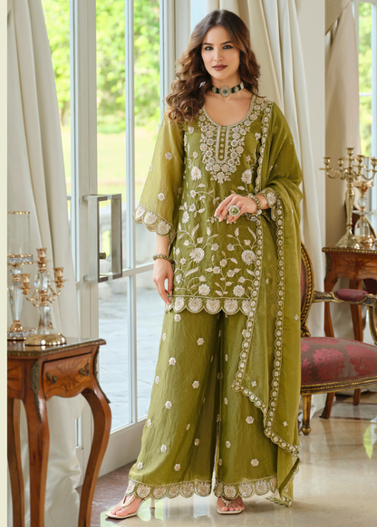 shop green party wear palazzo suit canada