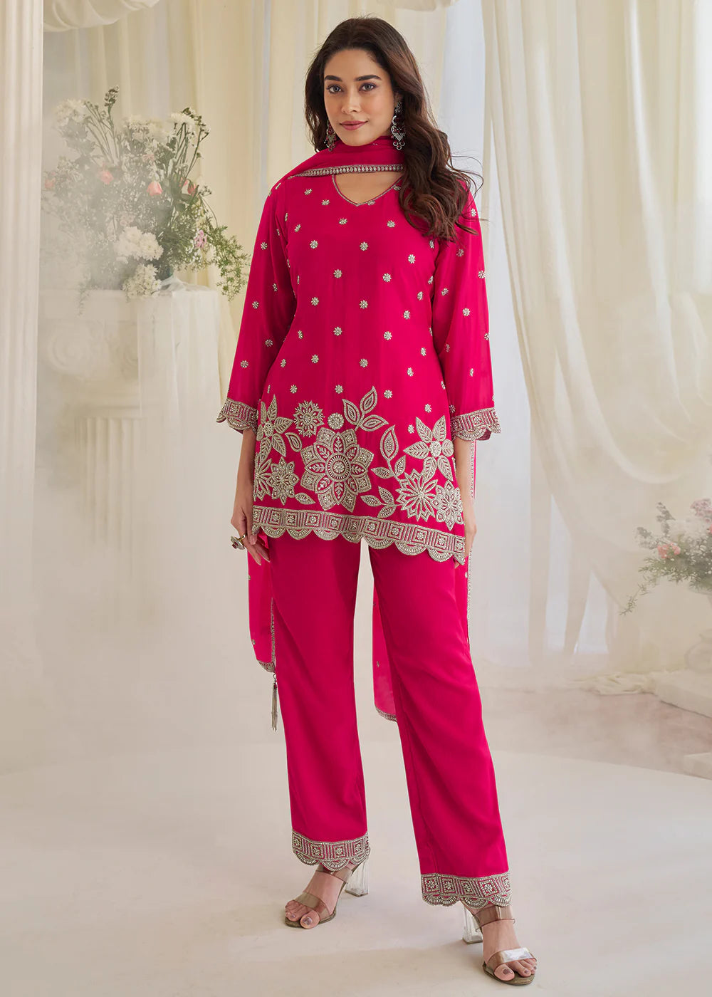 designer hotpink pant suit