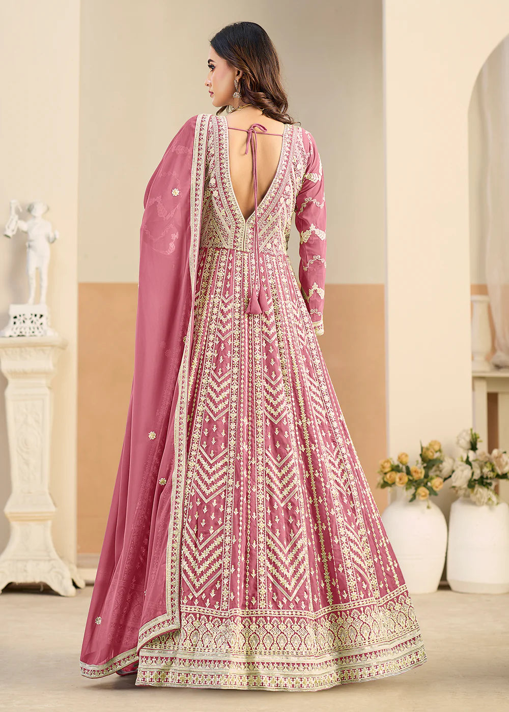 pastel pink anarkali uk online