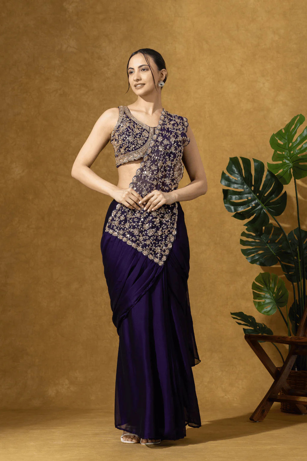shop purple haldi saree online