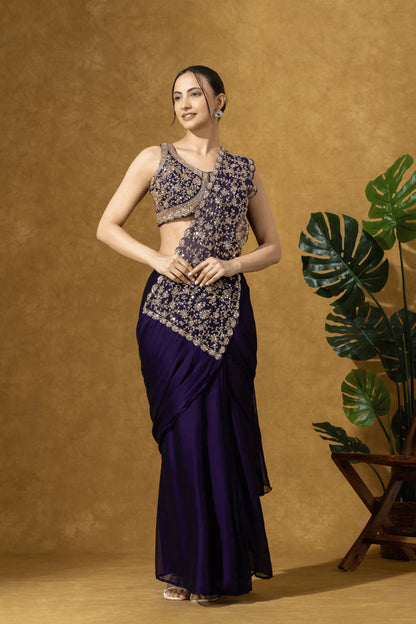 shop purple haldi saree online