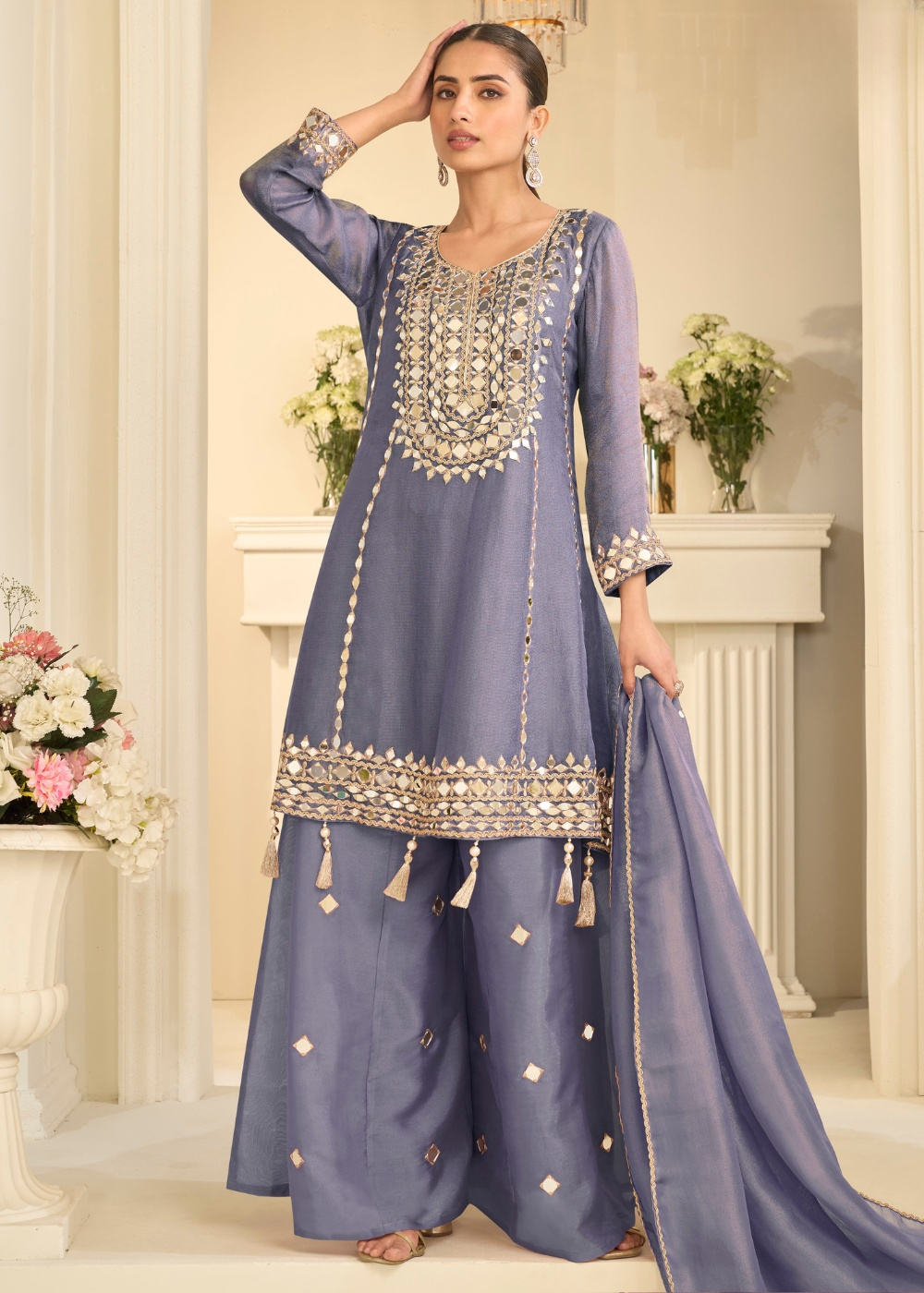 shop mist purple party wear palazzo suit canada