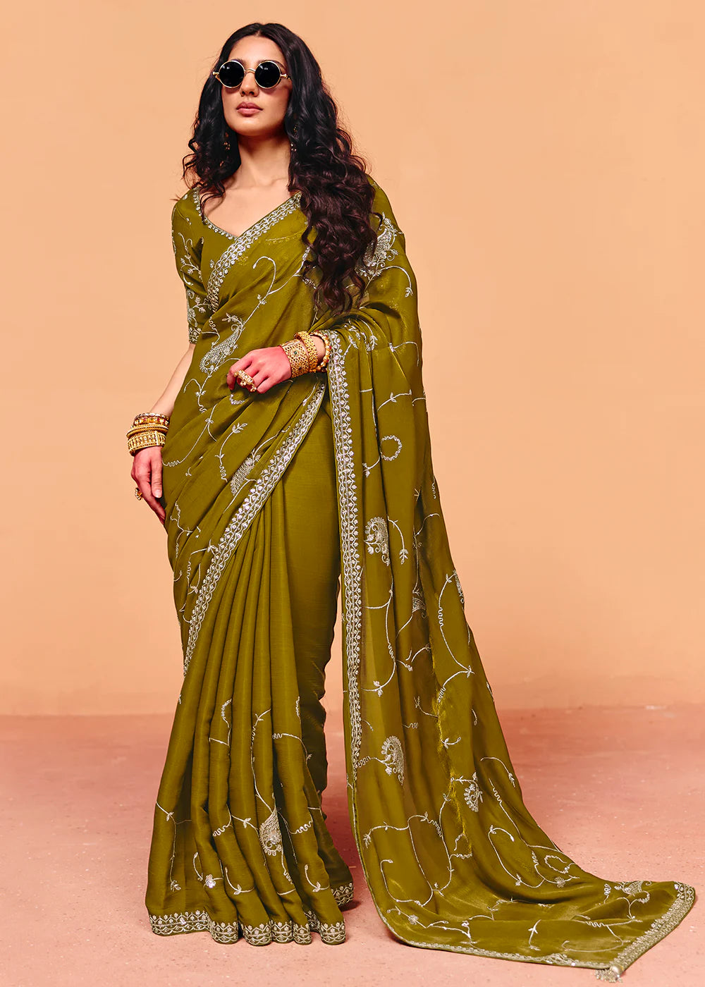 shop embroidered saree wedding uk
