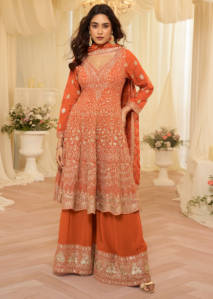 shop orange anarkali suit