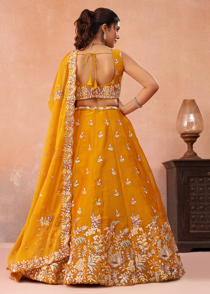 orange bridal party lehenga