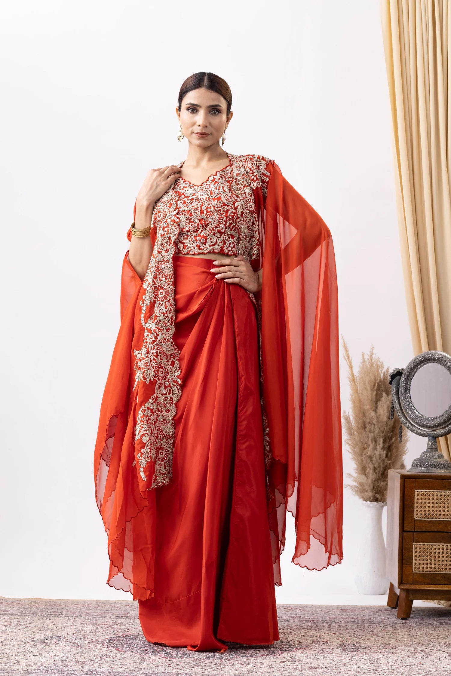 shop designer crepe draped set uk indian wedding wear