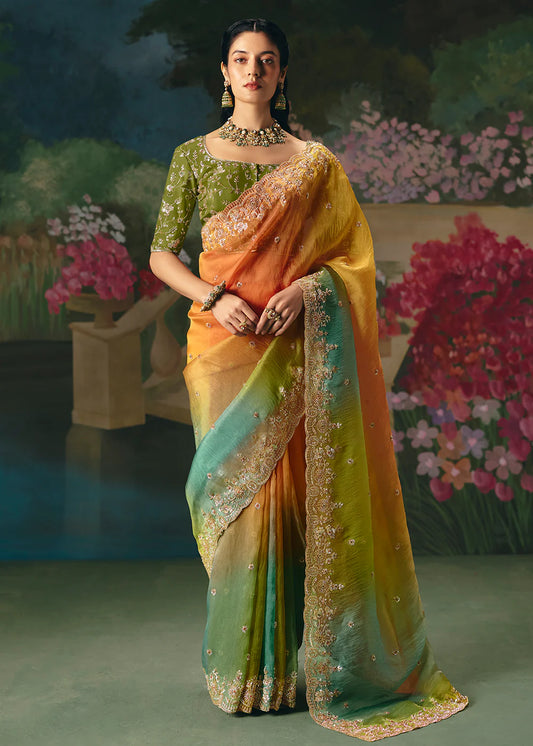 shop dual color saree indian wedding outfit
