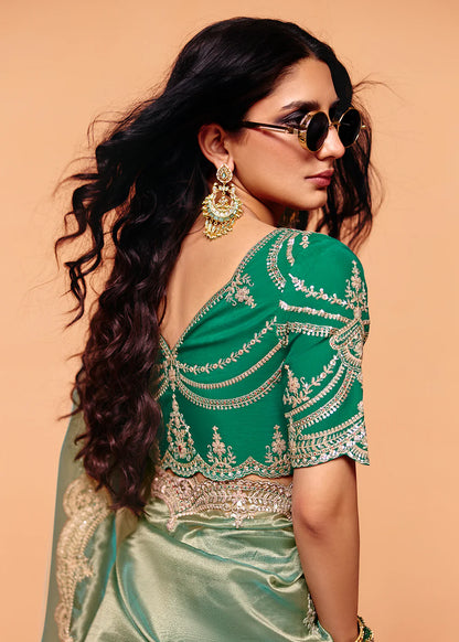 designer green saree indian wedding canada
