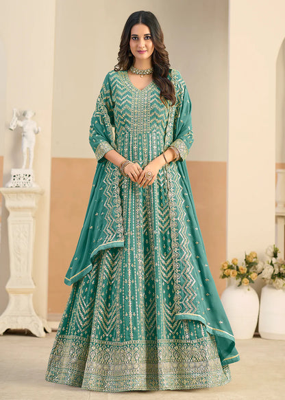 shop pastel green anarkali dress online