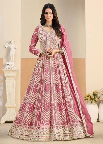 shop pastel pink anarkali dress