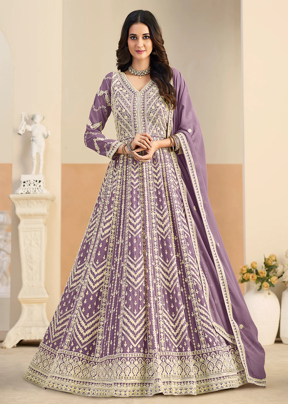 shop pastel purple anarkali dress