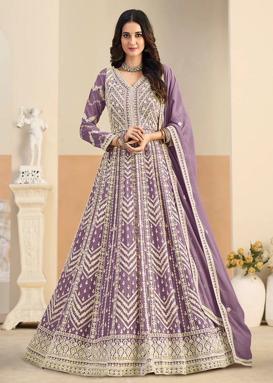 shop pastel purple anarkali dress