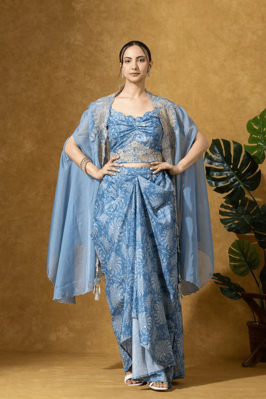 designer indo western outfit powder blue canada