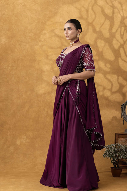 shop designer ethnic wear uk wine saree outfit