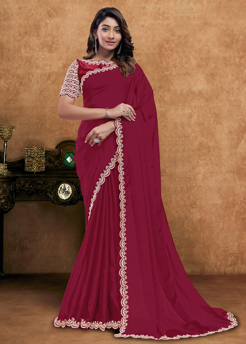 shop maroon saree online usa