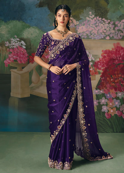 shop purple saree indian wedding outfit