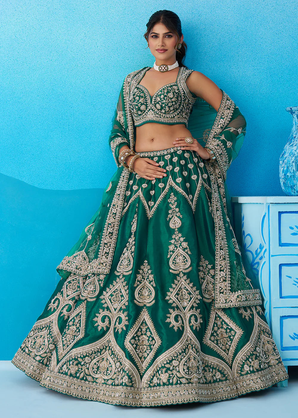 buy rama green lehenga online