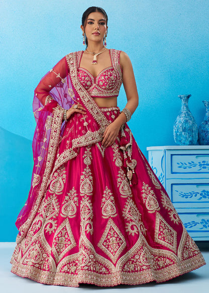 shop rani pink silk lehenga