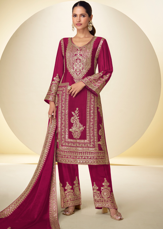 embroidered rani pink suit usa