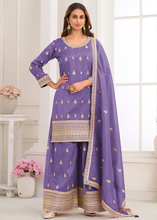 simar silk purple palazzo suit wedding