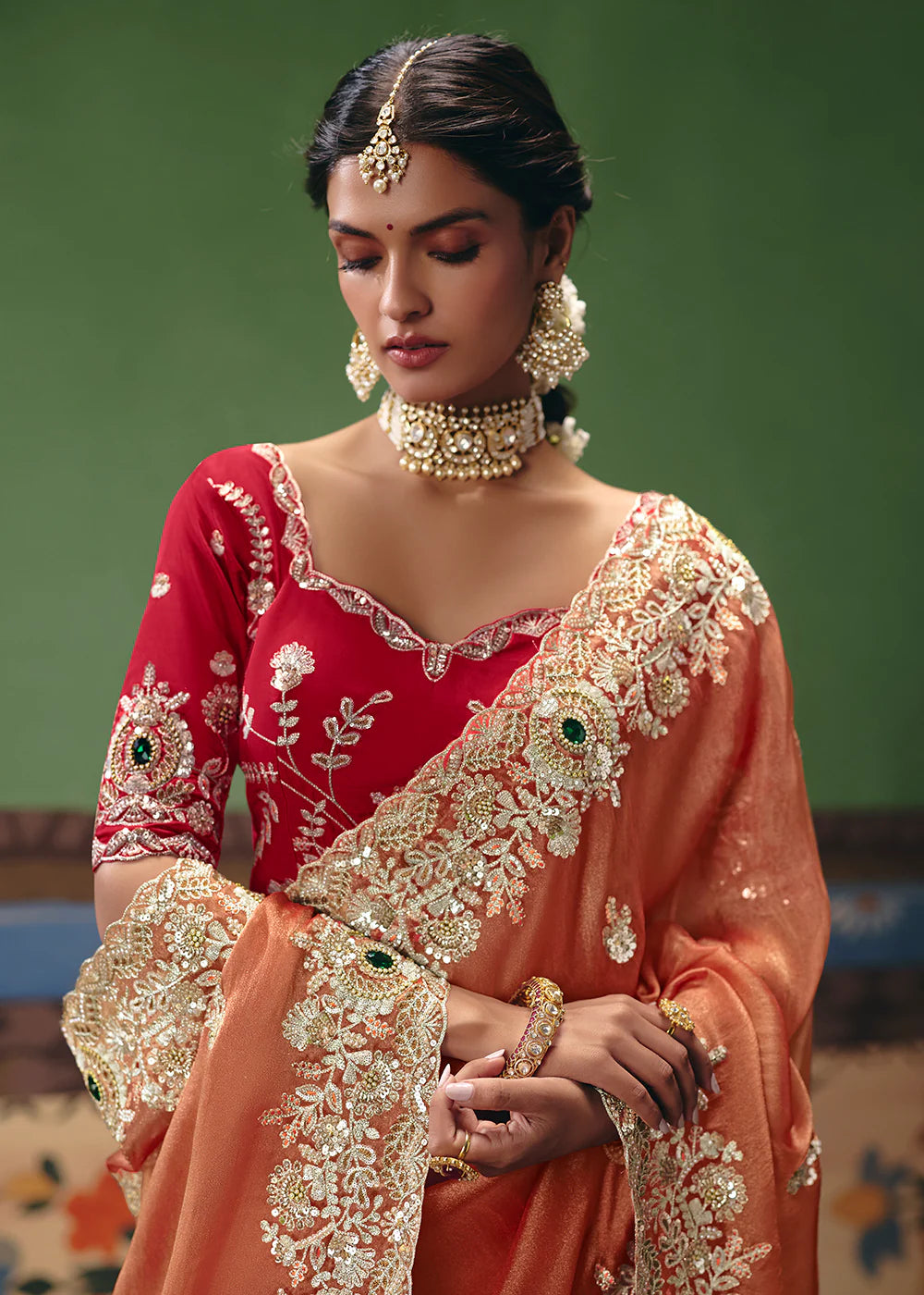 indian wedding orange saree usa