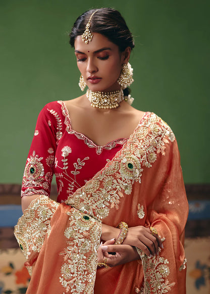 indian wedding orange saree usa