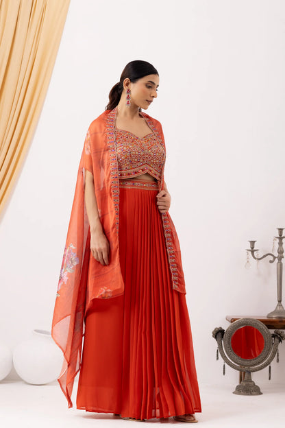 shop designer ethnic wear uk rust orange skirt set