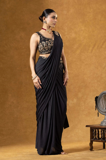 black readymade saree canada