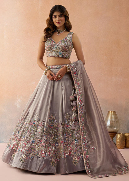 shop taupe grey lehenga choli
