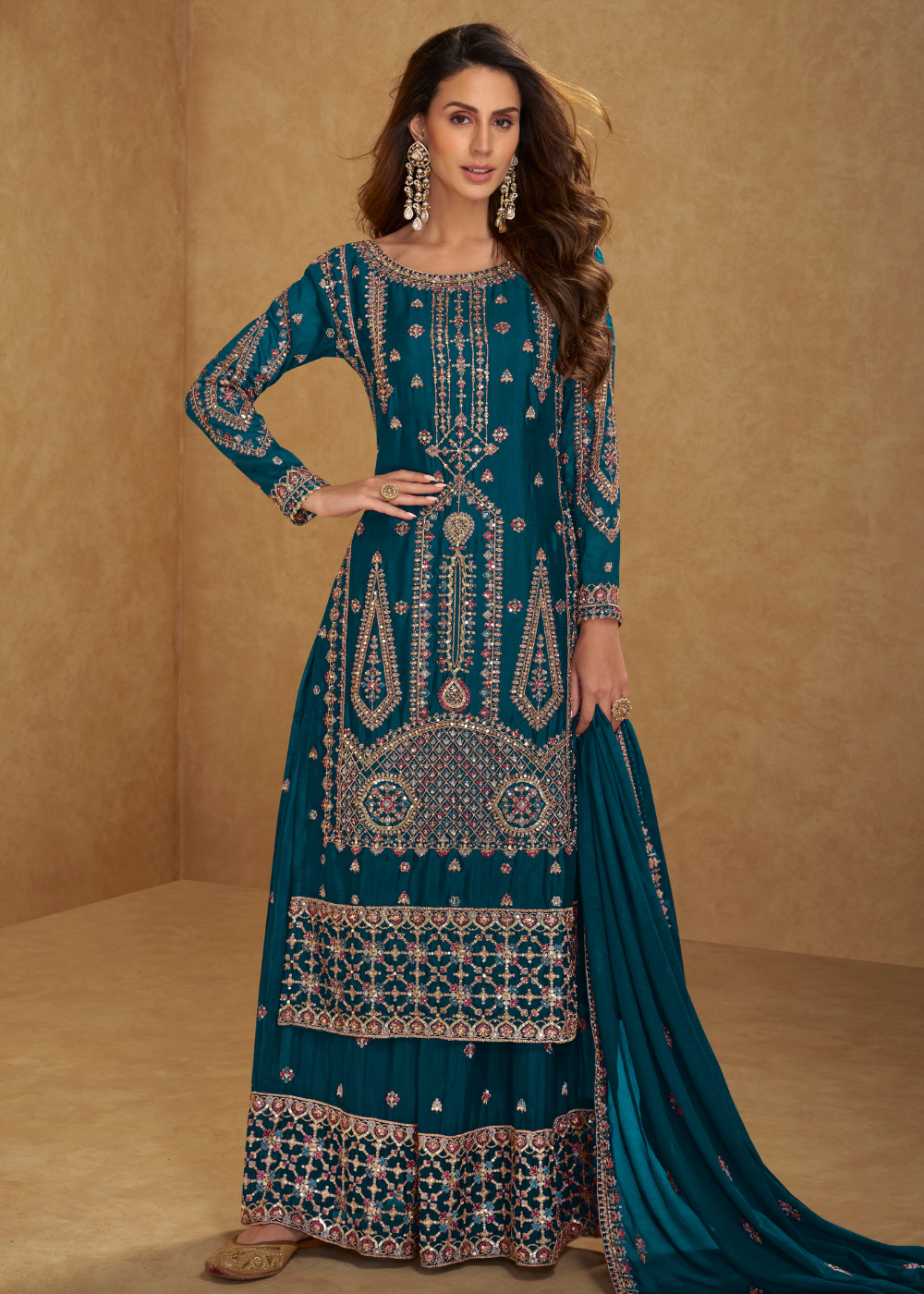 shop teal blue designer palazzo suit canada