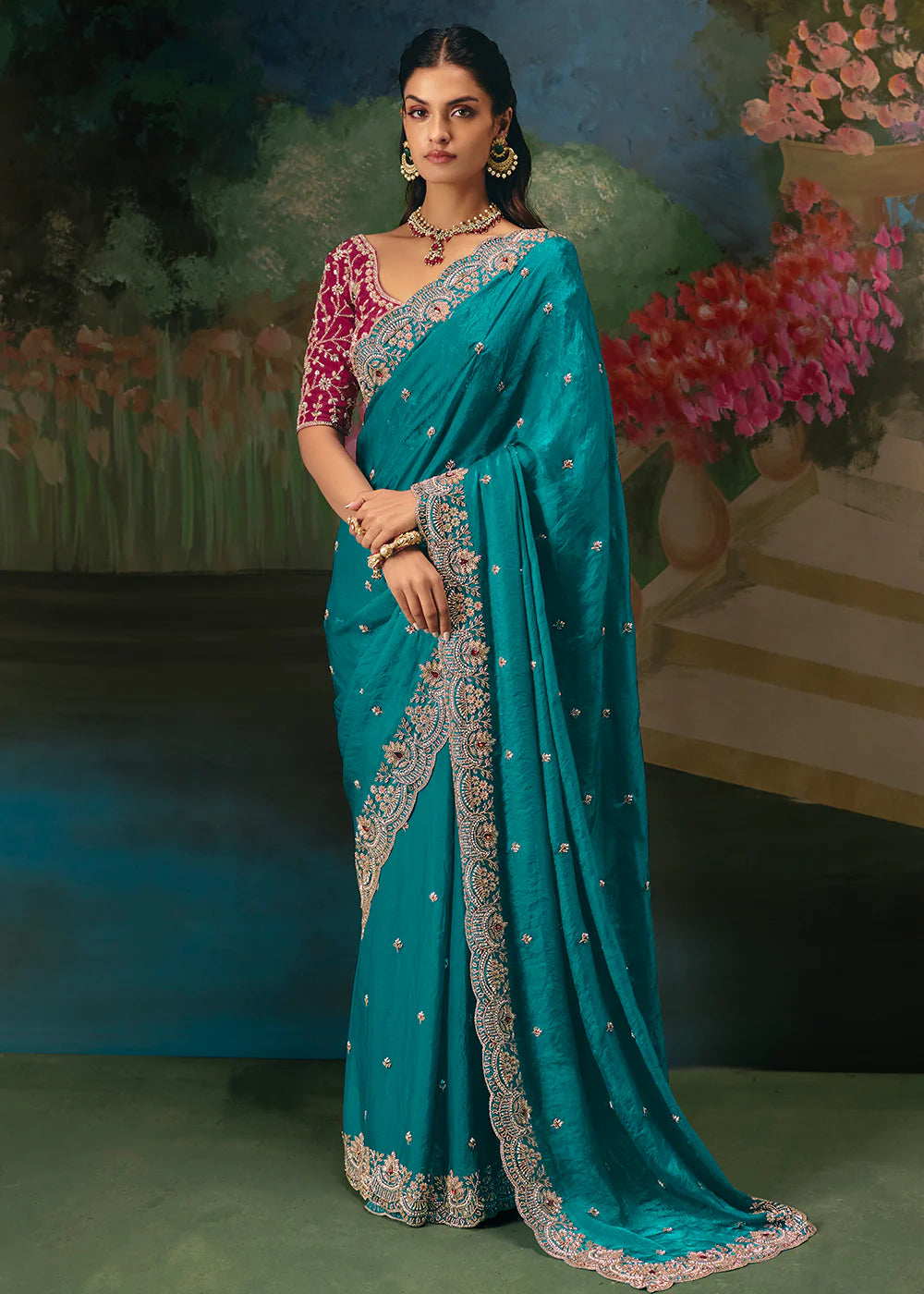 shop teal saree indian wedding outfit